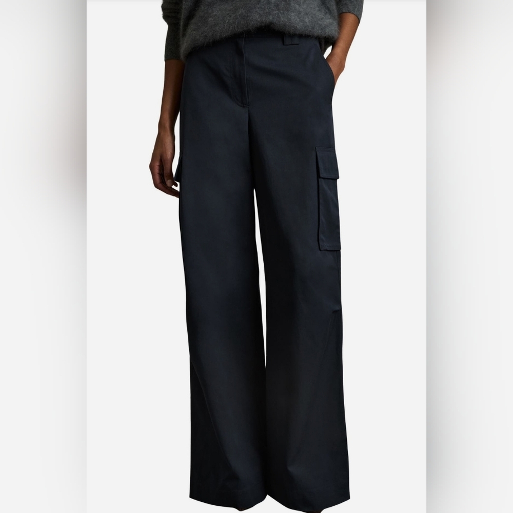 Reiss Navy Wide-Leg Cargo Pants